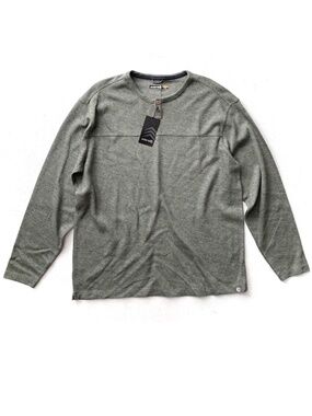 Solaris Shirt Ribbed Button Henley Long Sleeve Green Heather Cotton Blend XL